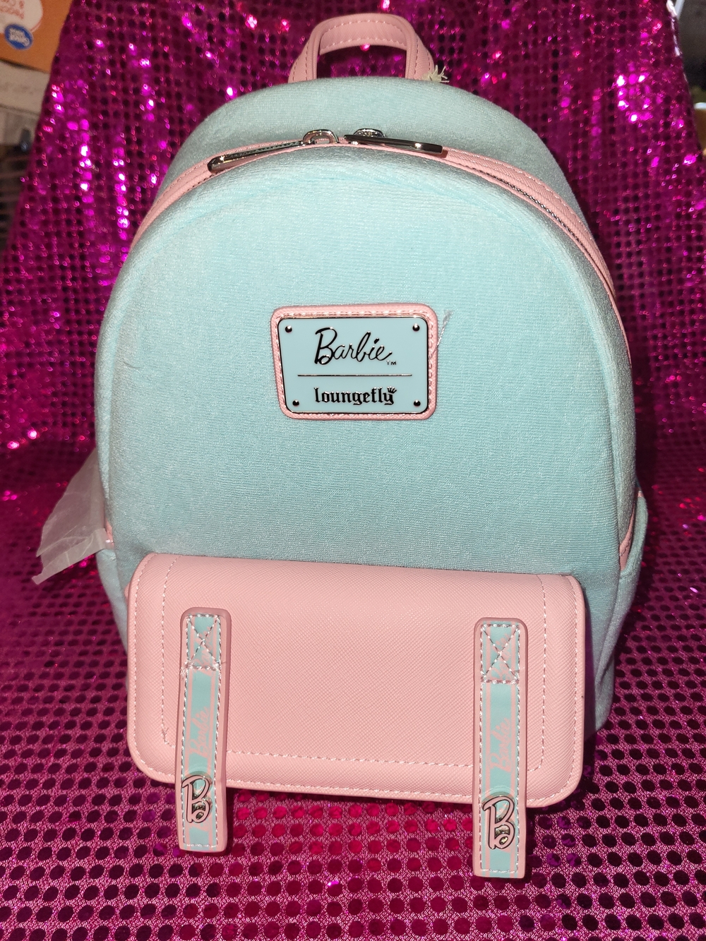 Loungefly Barbie Mini Backpack in Light Blue and Pink